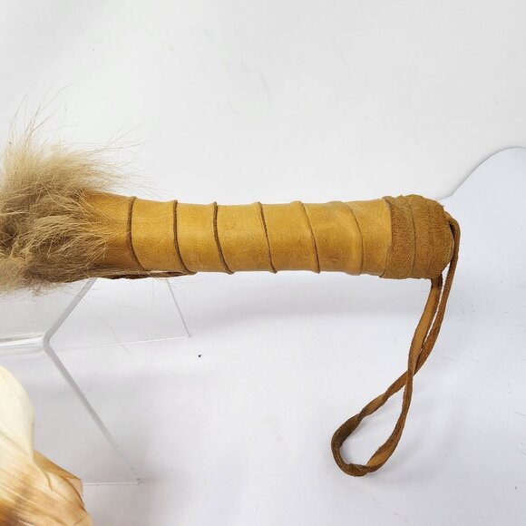 Native American Handmade 17" Bola Leather and Feather Accents AS IS Condition - Picture 4 of 12